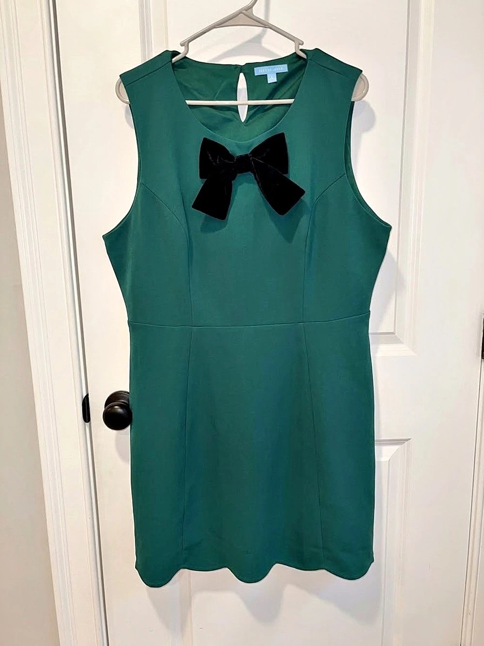 Draper James Sleeveless Velvet Bow Ponte Holiday Dress Green XL NWOT